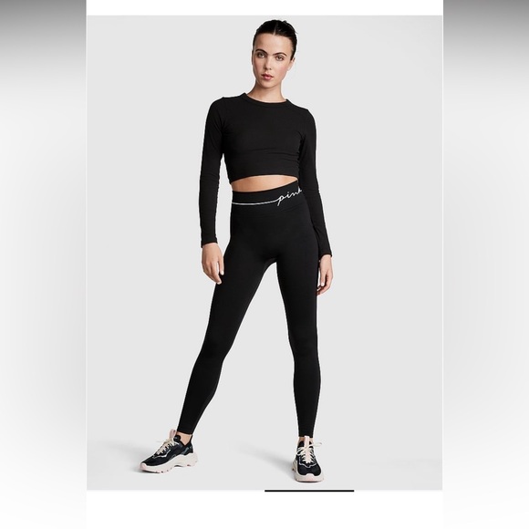 PINK Victoria’s Secret Rib Long-Sleeve Crop Top - Picture 3 of 8